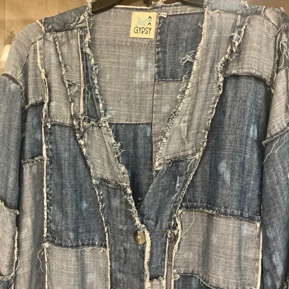 Jaded Gypsy Patchwork Denim Jean Duster Jacket - Picture 2 of 8